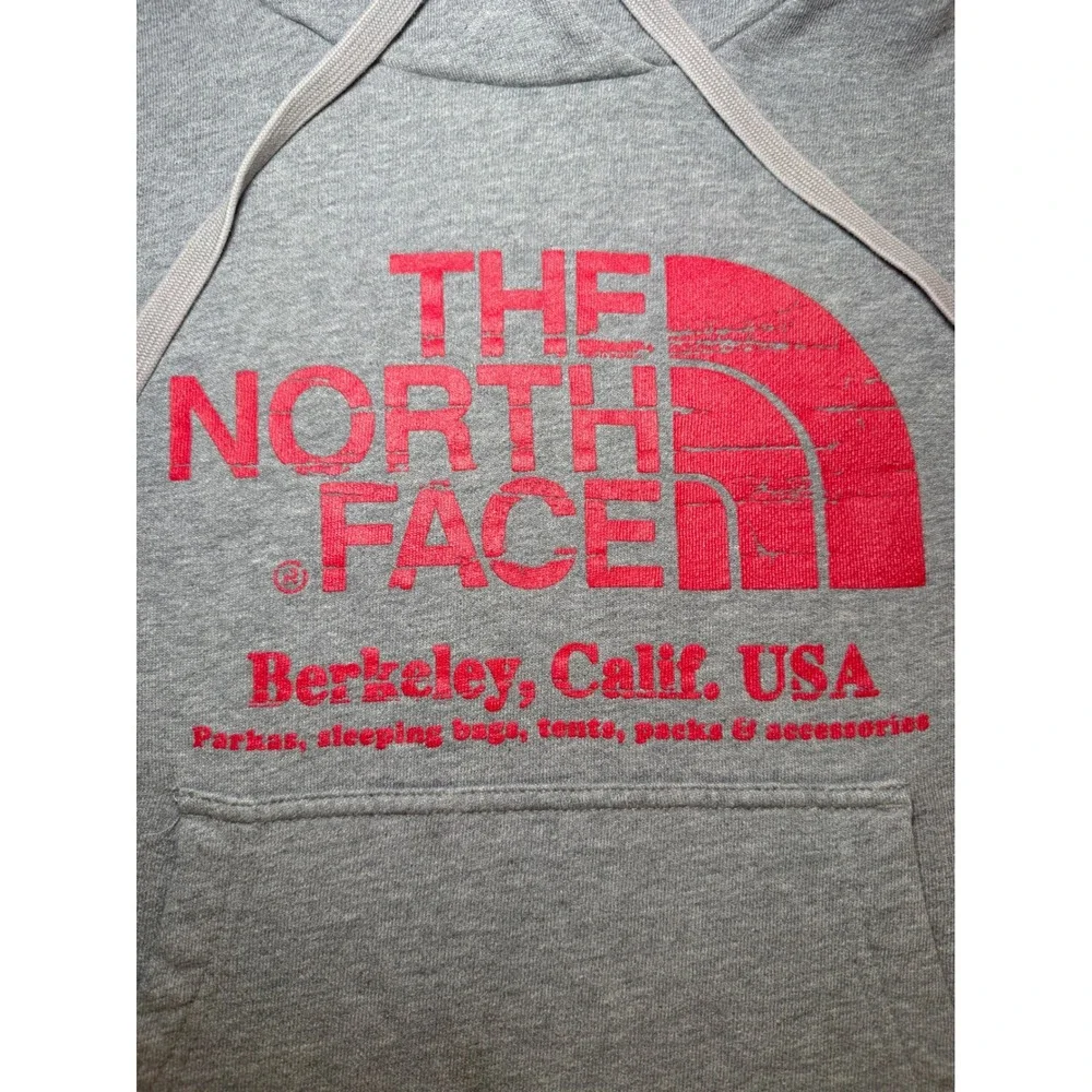 The North Face Berkeley Calif‎ USA Gray Red Logo Hoodie Sweatshirt Mens Small